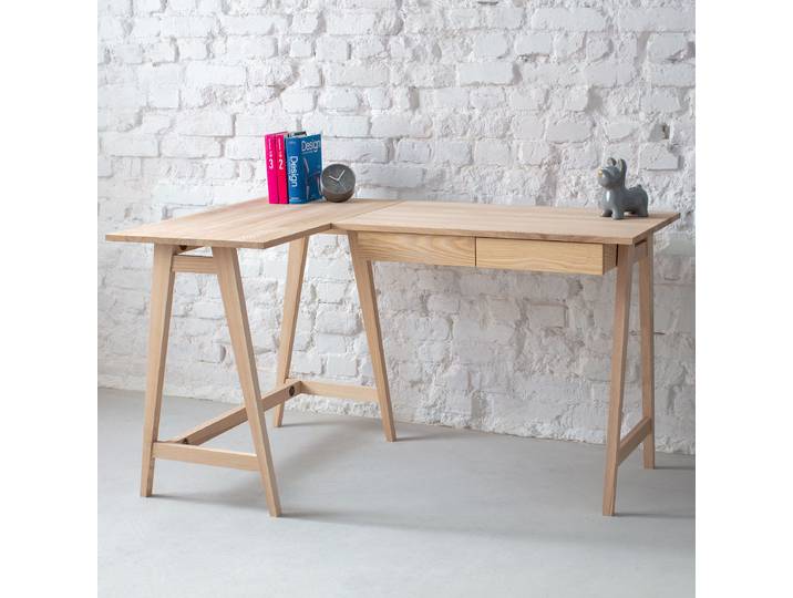 home24 Hoekbureau Toeke 135cm oriëntatie links bruin/kernessenhout