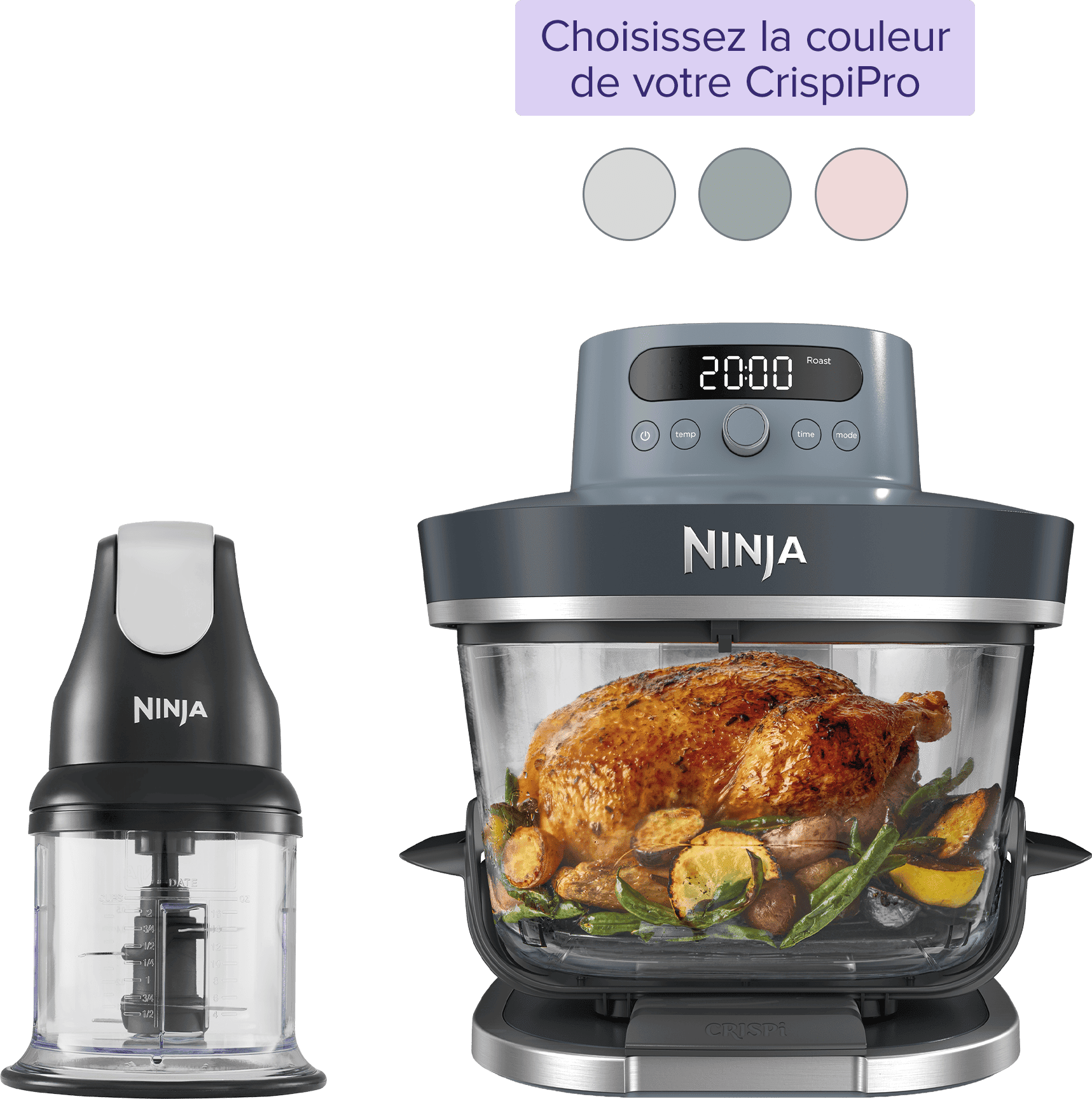 Pack Mini hachoir Ninja Express Chop 2 x 0,5L & Air Fryer en verre Crispi Pro 7-en-1 (couleur au choix)   AS101EUCY   par SharkNinja