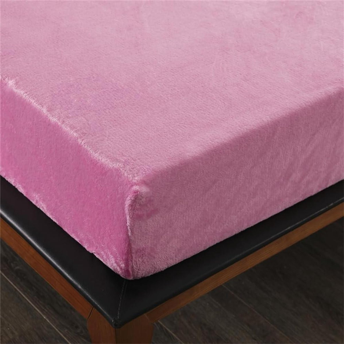 Merkloos Flanellen Hoeslaken voor volwassenen - Roze - 100x200 cm
