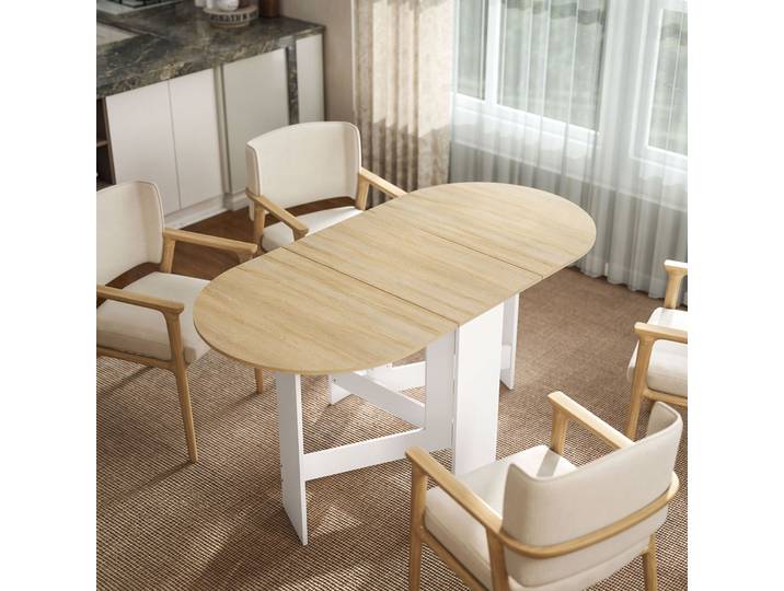 HOMCOM Table Pliante Ovale Moderne 163x80x75cm Naturel