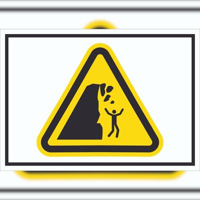HB-Druck Schild Warnung Steinschlag instabile Klippe Symbol A2 (420x594mm)