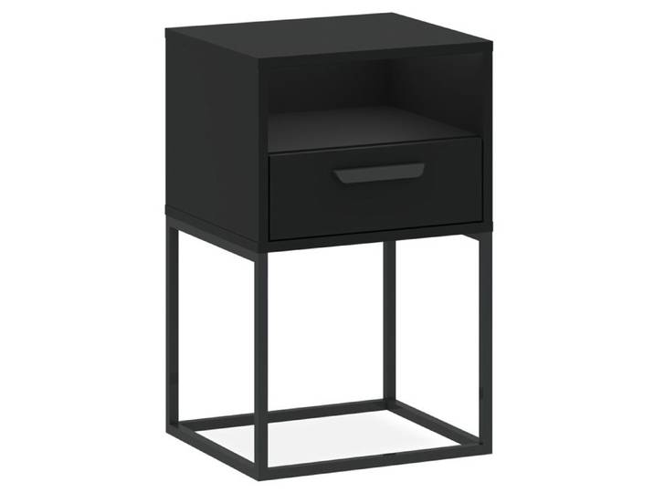 Table de chevet haute RECTUS - L40 cm - Noir avec 2 tiroirs