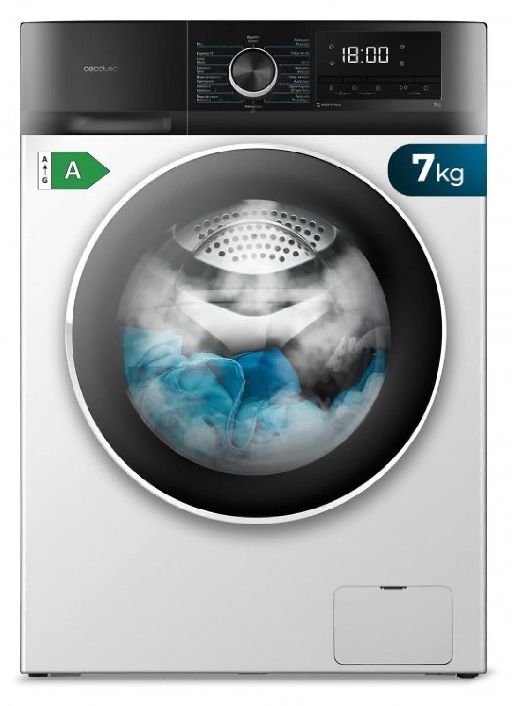 Cecotec Bolero Dresscode 7500 Inverter A, Frontlader, 7 kg, B, 76 dB, 1400 RPM, A