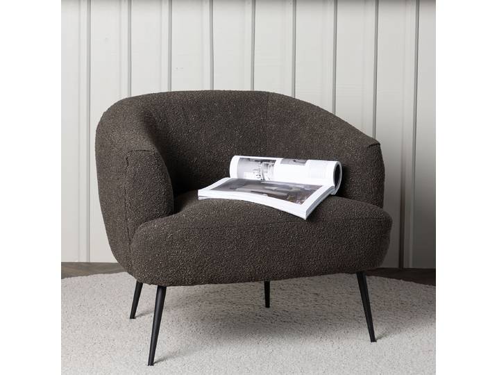 Loungesessel Derry Grau/Schwarz Bouclé 70 x 69 x 79cm