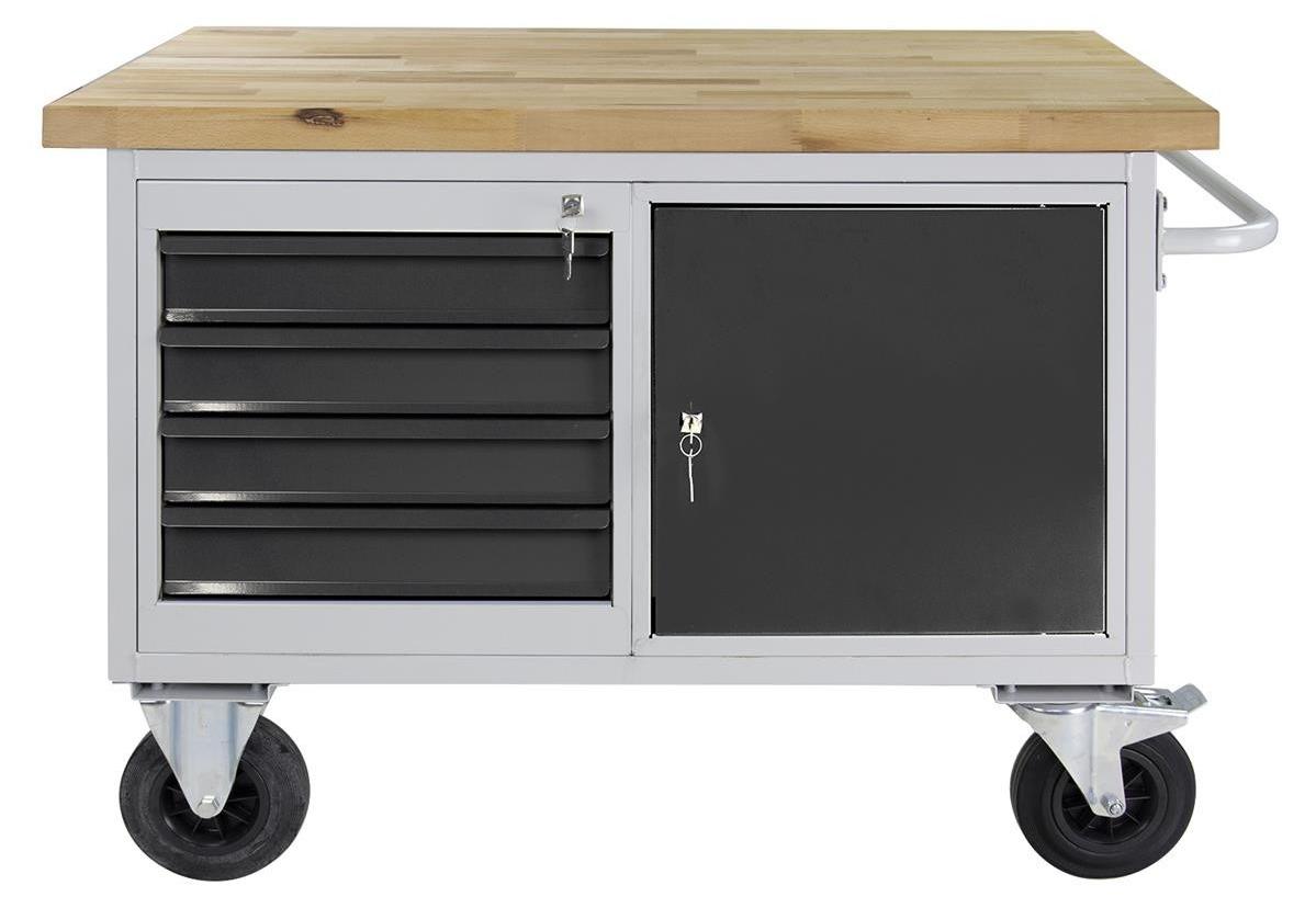 ADB Tischwagen, 4 Schubladen, 1 Tür, RAL7035/7016
