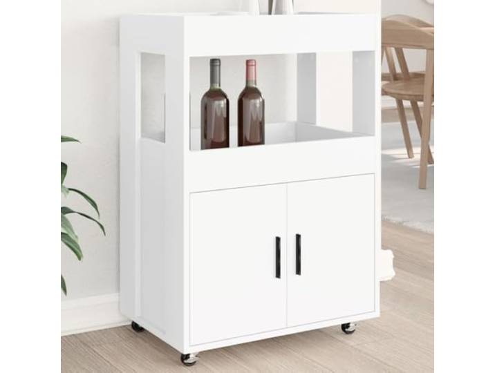 RJPLMFV Barwagen, weiß, 60 x 39,5 x 89 cm, Holz, Technik Abschließbare Rollen, multifunktionale Aufbewahrung, Tee- oder Kaffeeservice, für Küche und Wohnzimmer
