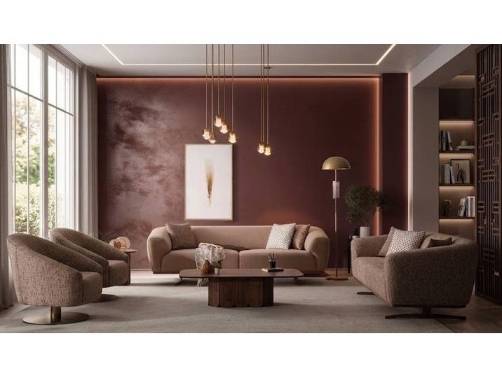 Xlmoebel Polstergarnitur Sofa Sessel Wohnzimmer Braun Stil modern bequem komfortabel