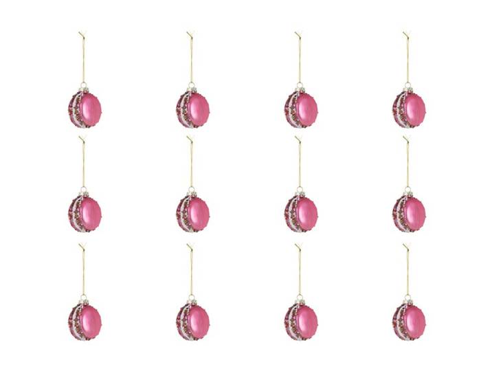 Weihnachtskugeln 12er-Set Form Macaron - Farbe: pink - Material: Glas - 950
