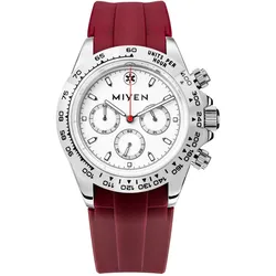 MIYEN MUNICH - VOYAGER - Silver - red / 40 MM