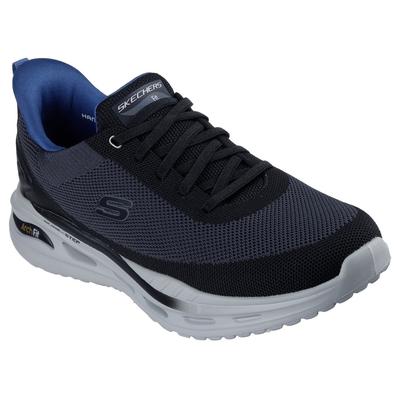 Slip-On Sneaker SKECHERS "ARCH FIT ORVAN-KINCADE", Herren, Gr. 42, Polyester, schwarz-weiß (schwarz, weiß), Textil, Schuhe, Trainingsschuh, Schnürschuh, Schlupfschuh mit Memory Foam