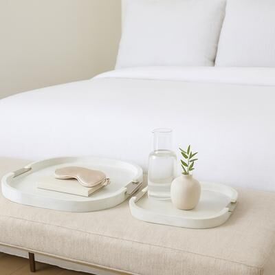 Sagebrook Home "Decorative Square Wood Accent Tray - Set of 2 - 18"", 14"", White - 18.0"""