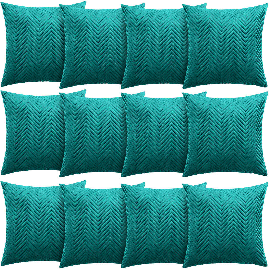 Aspire Homeware Embossed Square Velvet Cushion Cover Emerald Pack of 12