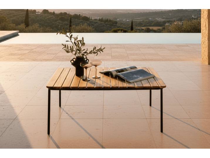 Garten Couchtisch Berit - Mit Tischplatte aus Akazie in Natur-Optik - Natur - Luxusbetten24