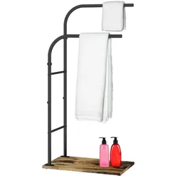 Relaxdays Industrial Handtuchständer mit Ablage Dunkelbraun,Schwarz