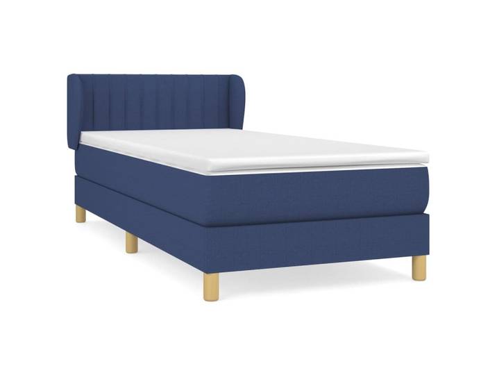 vidaXL Boxspringbett, Boxbett mit Matratze Blau 90x190 cm Stoff