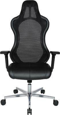 Chefsessel Open Chief Premium, mit Armlehnen, Synchronmechanik, Muldensitz, Kopfstütze, schwarz/alusilber