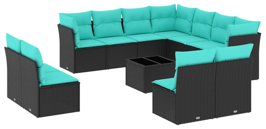 Gartenbank - Terrassenmöbel - Lounge-Set - Gartentisch - Gartenmöbel - Polyrattan - Inklusive Kissen