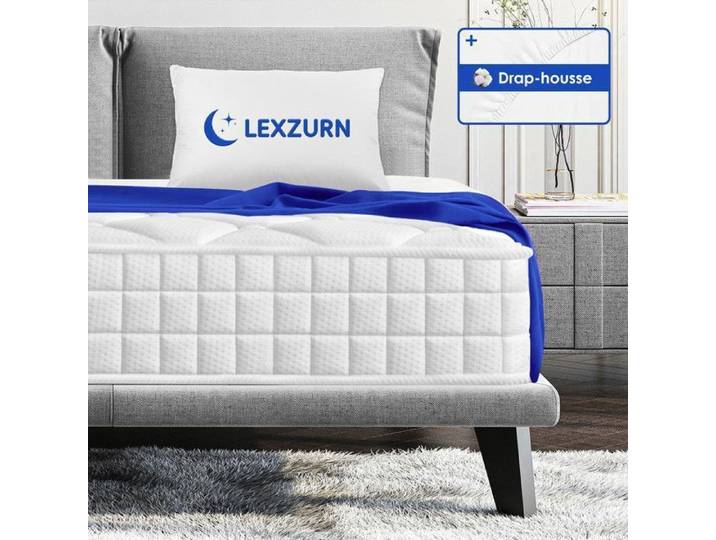 Matelas 140x190 cm / 10 Couches de Confort / Matelas 2 Places à hauteur 22 cm/ 7 Zones de Soutien / Drap-Housse en Coton 100%