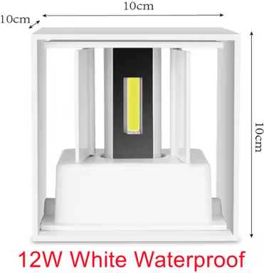 Inspire Curations Modern IP65 Waterproof LED Wall Sconce Adjustable Up & Down Outdoor Porch Light (12W) white 12w