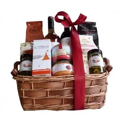 DieGeschenkkorbmacher Mediterranée Geschenkkorb, 12-tlg., mit zwei Weinen, Balsamico und mediterraner Feinkost