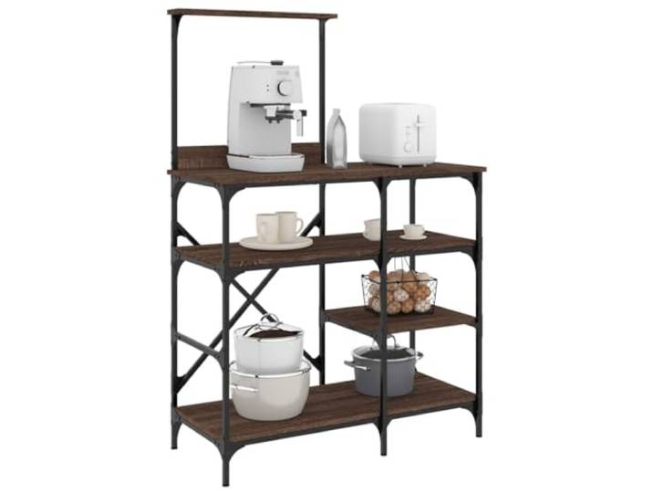LPERTGFHU Bäckerregal 90x40x132cm Küchenregal Holzwerkstoff Metall Eichen-Optik, Verstellbare Füße, Stabile Konstruktion