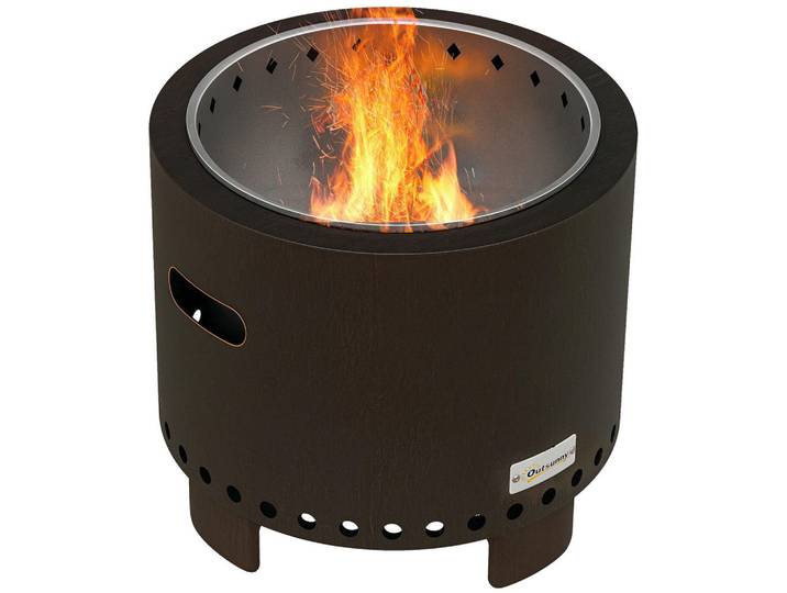 ComfortXL Feuerschale De-10565 wetterbeständig, rauchfrei Schwarz/Bronze, Metall, 45x42x45 cm, Gartenmöbel, Feuerschalen & Feuerkörbe