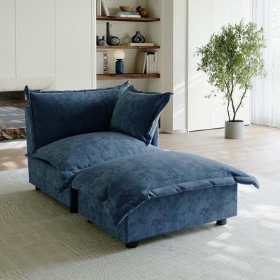 Lumibee "Casual 40""W Oversized Soft Comfy Cloud Chenille Chaise Lounge with Ottoman"