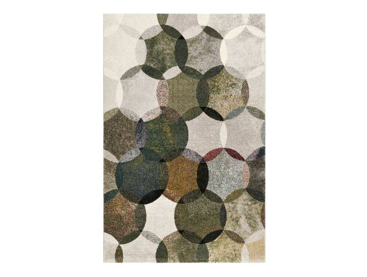 Tapis motif cercles vintage vert/gris pour salon, chambre 225x160