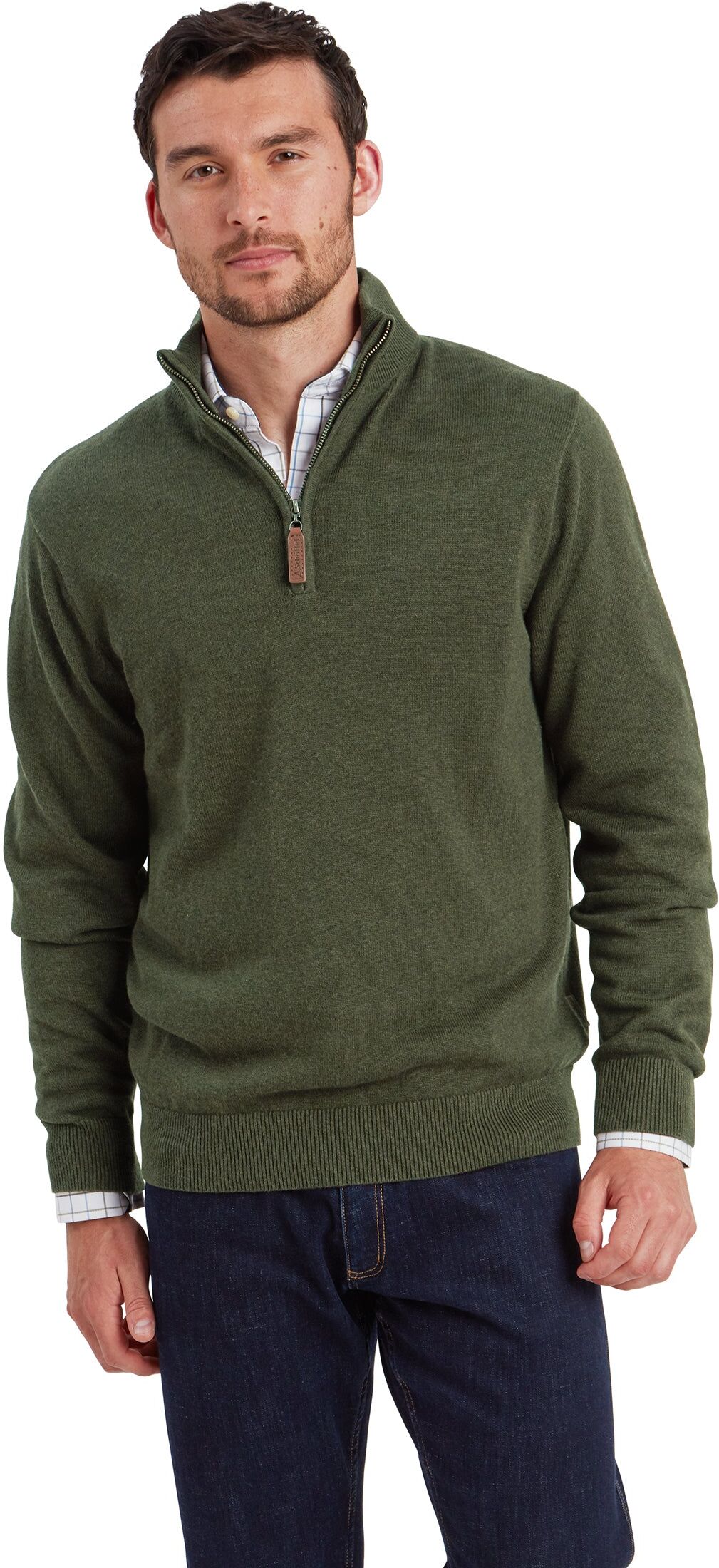 Schöffel Country Lewis Lambswool Quarter Zip Jumper - Green - Size S - Men