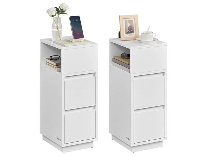 2 Nachttische-Set SONGMICS SADY 30x25x65cm weiss melamin