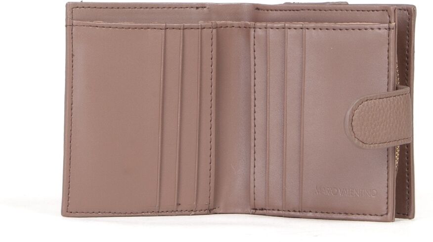 Geldbörse VALENTINO BAGS "BRIXTON", Damen, beige (taupe), Lederimitat, Kleinlederwaren Geldbörse, Damen Geldbeutel Portemonnaie mit Logo-Applikation taupe Einheitsgröße