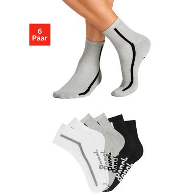 Tennissocken BENCH. "Sportsocken Herren Quartersocks atmungsaktiv", Herren, Gr. 47-48, grau (2x schwarz, 2x grau meliert, 2x weiß), Baumwollmischung, uni und meliert, elastisch, Socken Tennissocken, dämpfend durch Hochfersen- Frottee