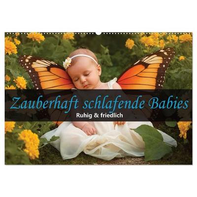 Zauberhaft schlafende Babies - Ruhig und friedlich (Wandkalender 2026 DIN A2 quer), CALVENDO Monatskalender