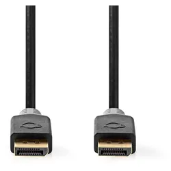 Nedis Displayport-Kabel - DisplayPort Stecker - DisplayPort Stecker - 8K@60Hz - Vergoldet - 2.00 m - Rund - PVC - Anthrazit - Box