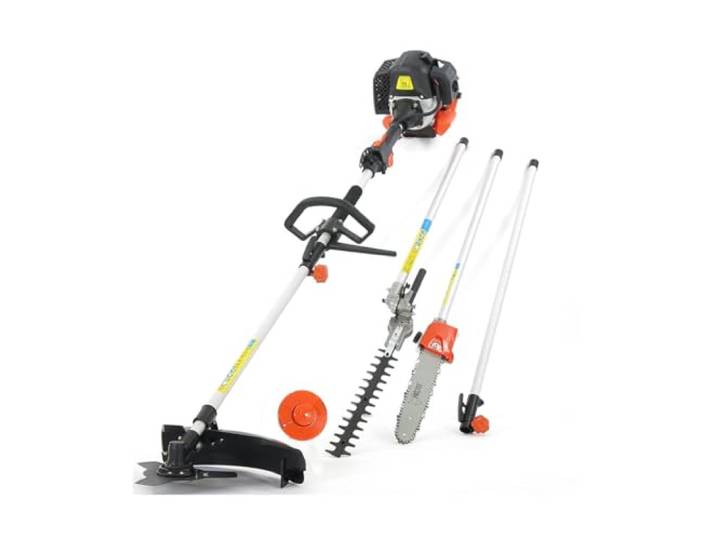 FUXTEC benzine Multitool FX-MT152E 5in1: 52cc, 3 PK, 1m verlengstuk, professionele draagriem, heggenschaar, stoksnoeisysteem, 2-takt bosmaaier