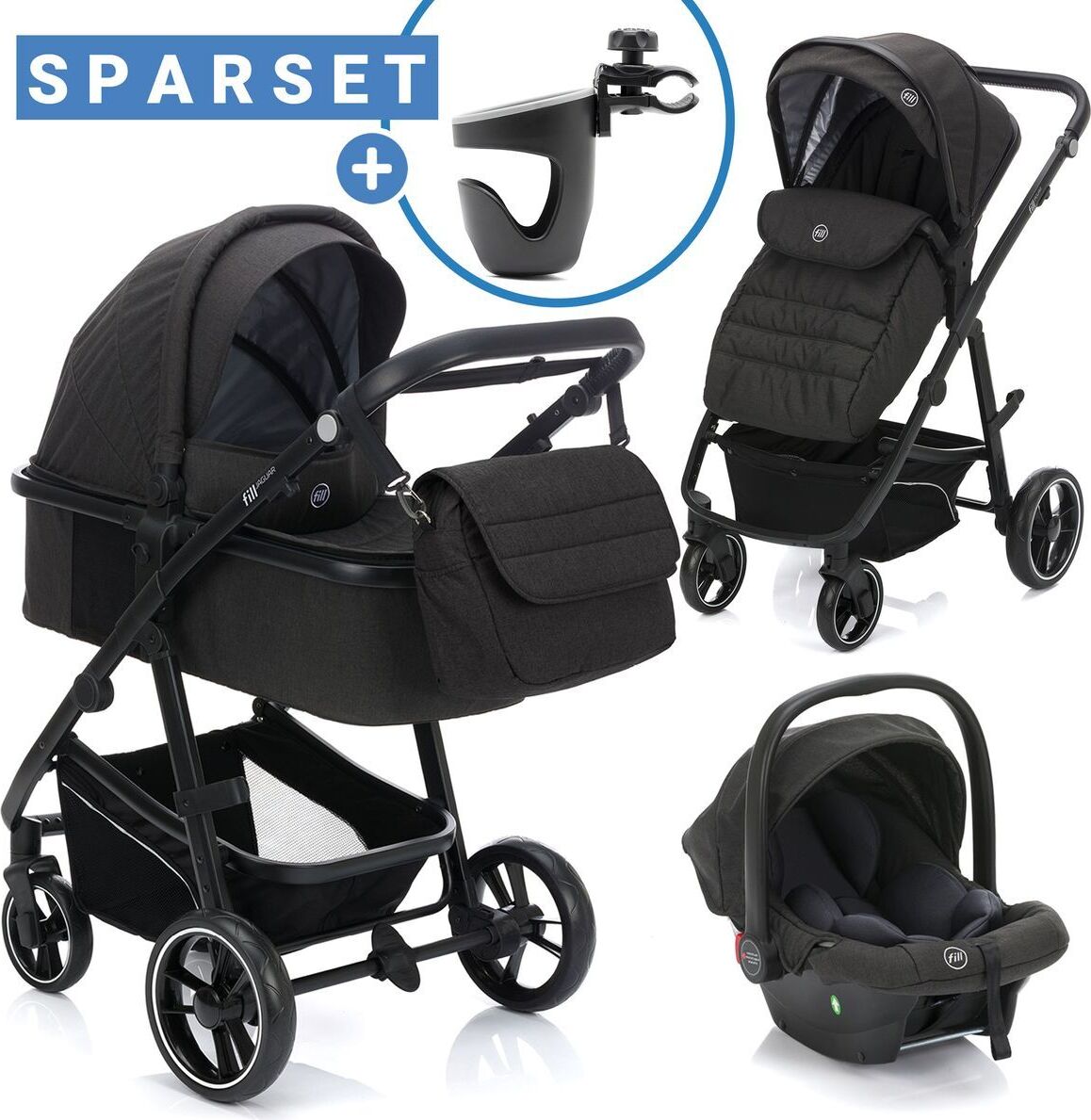 Fillikid 3in1 Kombi-Kinderwagen-Set Fill Jaguar