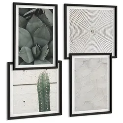 BILDER SET 4er Set - 50x50 cm & 40x60 cm Schwarzer Rahmen - Sommerliche Texturen aus den Tropen