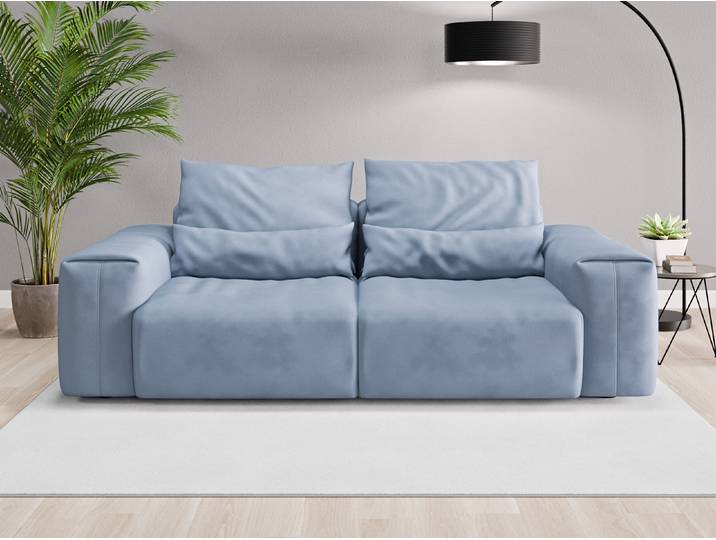 Einzelsofa Denver - Blau (Jeansblau) - Vintage Velours