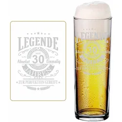 KÖLSCHGLAS KÖLNER STANGE MIT GRAVUR Legende seit 30 Jahren transparent 0,2 Liter