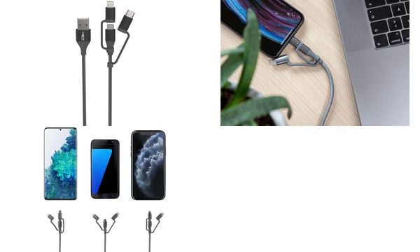 ANSMANN USB 3-in-1 datakabel en oplaadkabel, 120 cm