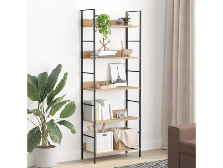 HKLGBVCR Regal mit 5 Ebenen aus Holz, 60 x 27,6 x 158,5 cm Struktur aus rostfreiem Stahl, kompaktes Design, feucht abwischbar, einfache Montage, Verwendung im Wohnzimmer und auf der