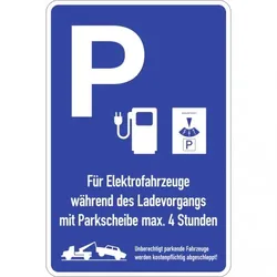 Dreifke® Parkplatzschild - Hinweistafel für Parken an Ladesäulen, Alu, 600x900 mm