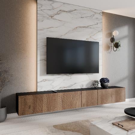 Margaret Hadas24 Nicole TV-kast, modern design, zwart, Breedte: 300 cm