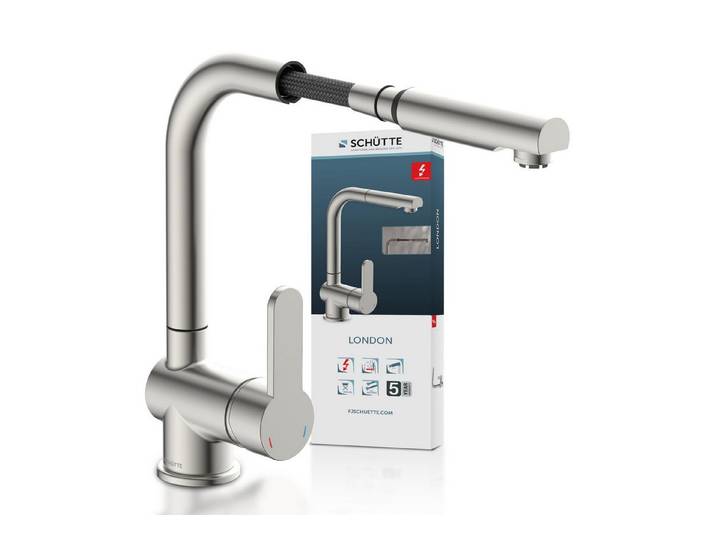 Schütte Spültischarmatur LONDON Küchenarmatur, flexibel, Soft-Touch, Eco-Click, Cold-Start, 360°