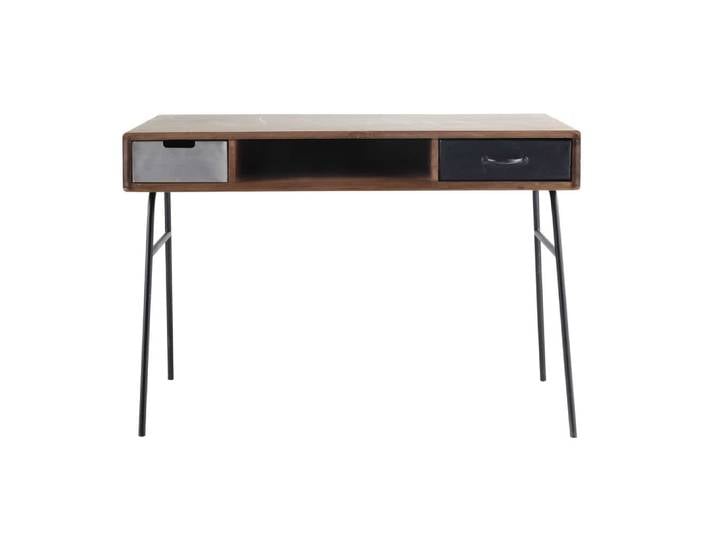 Bureau en bois de manguier massif et métal, L115 cm