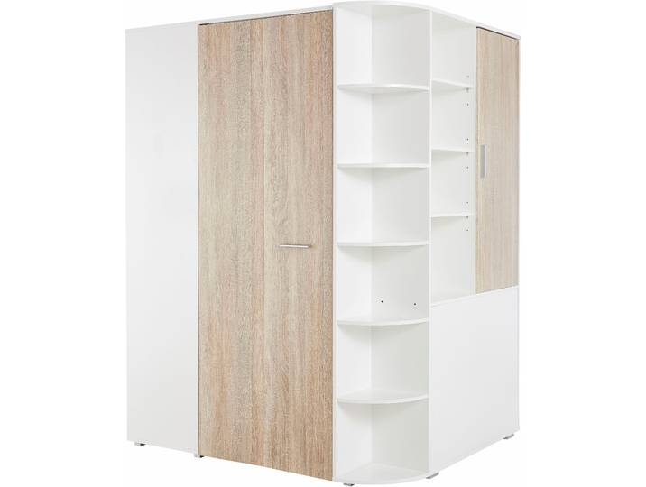 Eckkleiderschrank WIMEX Joker , weiss (weiß, struktureichefarben hell), B:124cm H:198cm T:148cm, Schränke, Eckkleiderschrank, begehbarer Kleiderschrank, Garderobe, Ecklösung