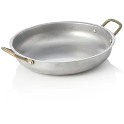 WAS Germany Servierpfanne STEEL & STYLE VINTAGE mit 2 Messinggriffen, Ø 23 cm, 1 ltr., Chromnickelstahl