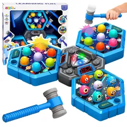 Whack-A-Mole Creatures Arcade-Spiel für 3 Spieler, 3 Modi, leuchtende Hämmer