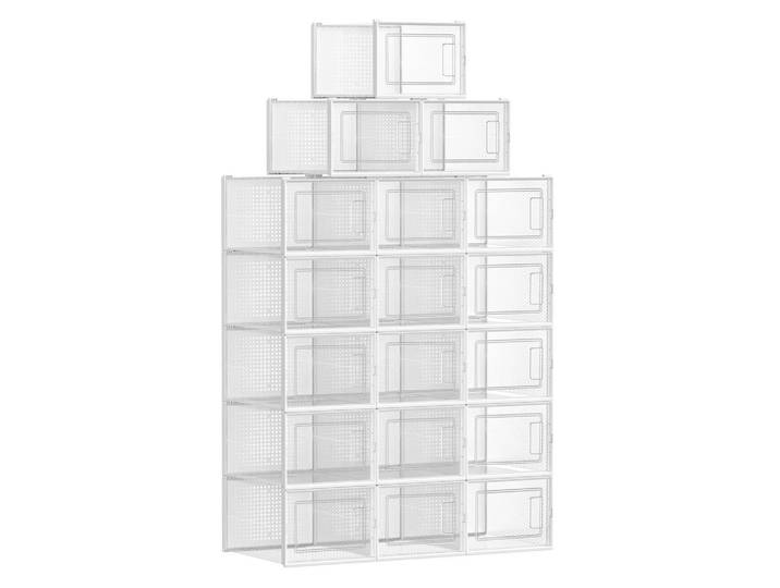 Boxxx Schuhbox, Weiß, Transparent, Kunststoff, 18-teilig, 18 Fächer, 33.3x19x25.2 cm, stapelbar, wetterfest, mit Türen, absperrbar, Ordnen & Aufbewahren, Kleideraufbewahrung, Kleidersäcke & Vakuumbeutel