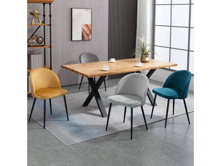 Lot De 4 Chaises Scandinaves velours rembourrées pieds métal effilés multicolore